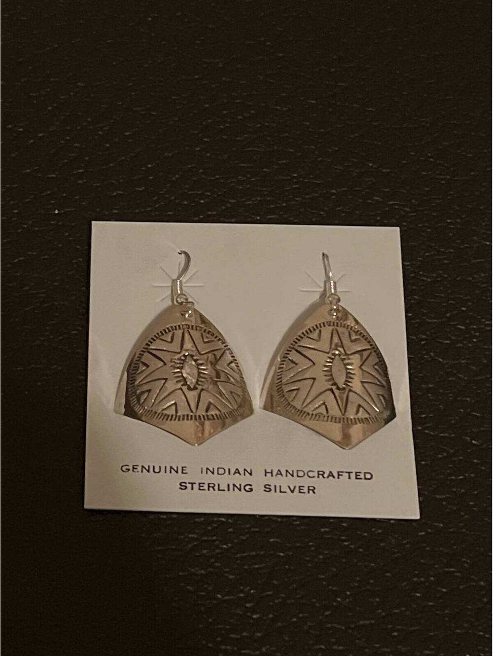 Navajo handmade sterling silver etched design earrings
